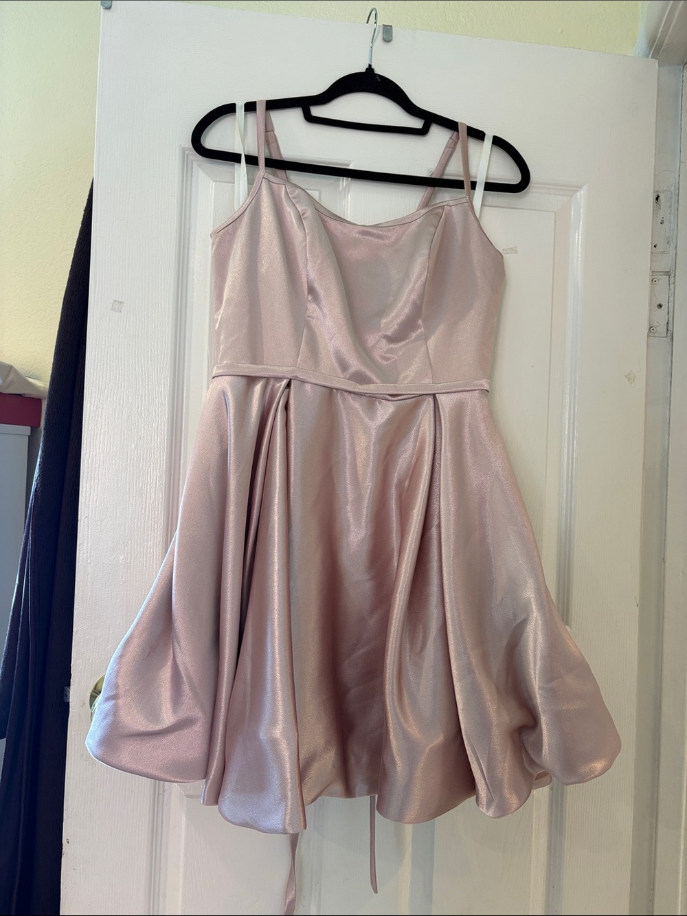 Girls' Shimmery Light Pink Satin Fit-and-Flare Party Dress